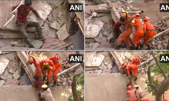 Under construction building collapses in Delhi