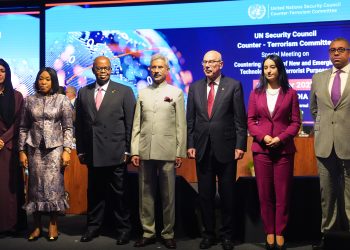 New Delhi: External Affairs Minister Dr. S. Jaishankar with UK Foreign Secretary James Cleverly and other delegates during the special meeting of the United Nations Security Councils Counter Terrorism Committee (CTC), in New Delhi, Saturday, Oct. 29, 2022. (PTI Photo/Manvender Vashist Lav)(PTI10_29_2022_000043B)