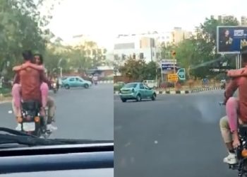 Romance on the middle of the road, couple flouted traffic rules