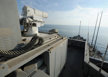 Laser weapon on amphibious assault ship