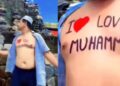 Muslim man with "I love Mohammed